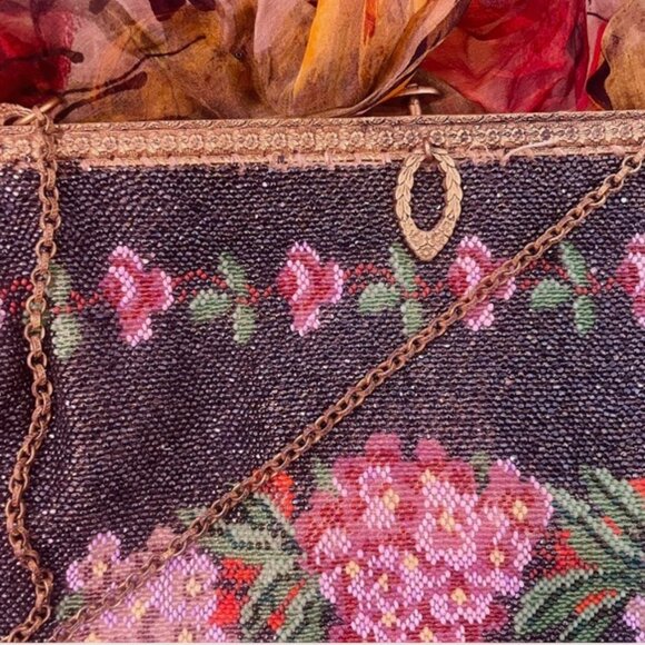 1920's beaded flapper purse, floral - Picture 3 of 6
